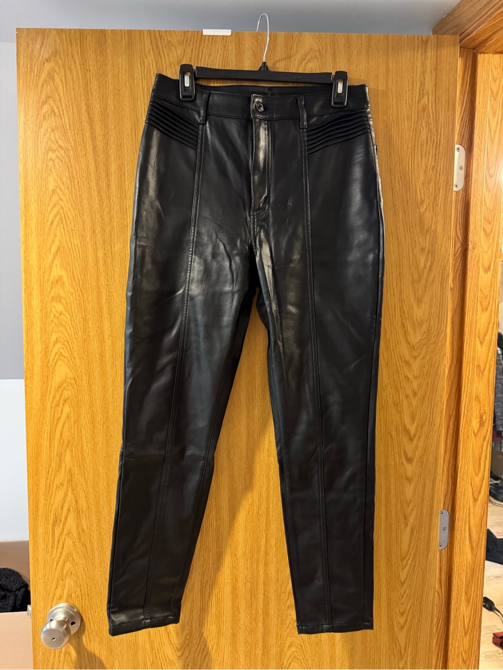 Express SUPER HIGH WAISTED FAUX LEATHER MOTO SKINNY PANT
